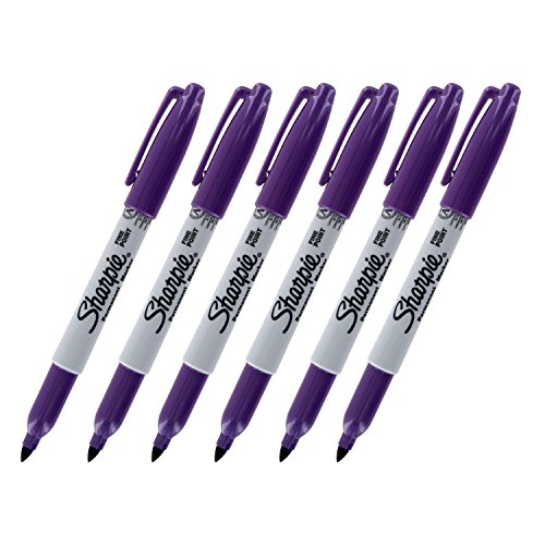 Book Cover Sharpie Permanent Marker, Fine Point, Purple, Pack of 6