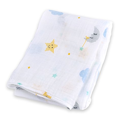 Book Cover Lulujo Baby 100% Cotton Muslin Swaddle Blanket, 47 x 47-Inches, Dreamland