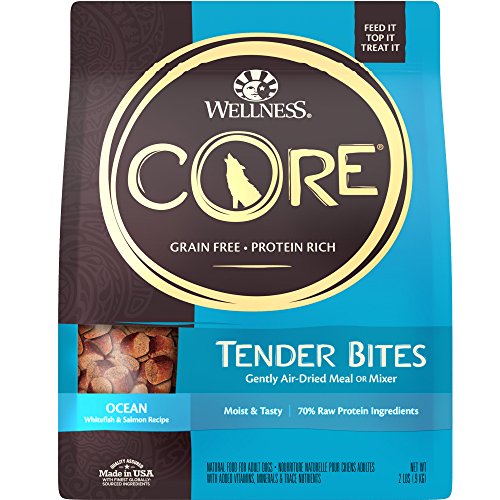 Book Cover Wellness Core Tender Bites Grain Free Natural Dry Dog Food , Mixer Or Topper, Ocean Whitefish & Salmon, 2-Pound Bag