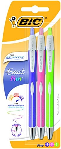 Book Cover BIC Atlantis Exact 0.7mm Ballpoint Pens Assorted Colours 3 Pack