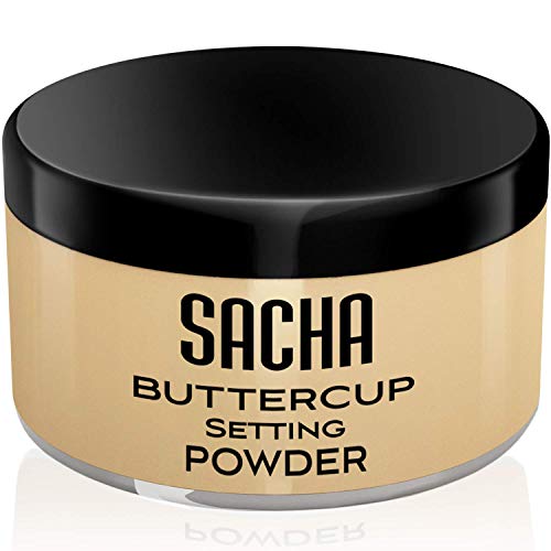 Book Cover Sacha BUTTERCUP Setting Powder. No Ashy Flashback. Blurs Fine Lines and Pores. Loose, Translucent Face Powder to Set Makeup Foundation or Concealer. For Medium to Dark Skin Tones, 1.25 oz.