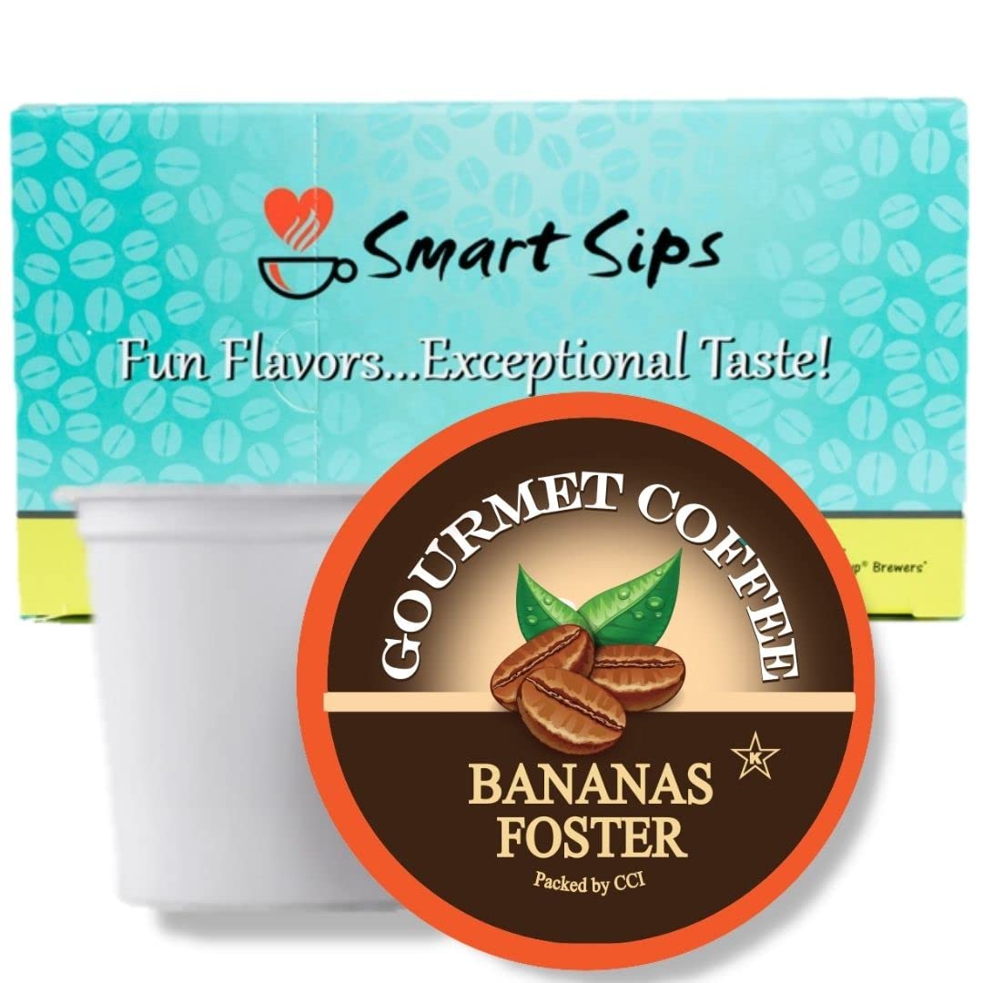 Book Cover Bananas Foster Coffee, Medium Roast Gourmet Flavored Coffee Pods, 24 Count, Single Serve Cups Compatible With All Keurig K-cup Brewers