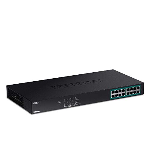 Book Cover TRENDnet 16-Port Gigabit PoE+ Switch, 16 x Gigabit PoE+ Ports, TPE-TG160g, 246W PoE Power Budget, 32 Gbps Switching Capacity, Desktop Switch, Ethernet Network Switch, Metal, Lifetime Protection, Black