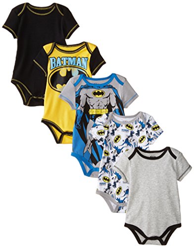 Book Cover Warner Bros. Baby Boys' Batman Bodysuit (Pack of Five)