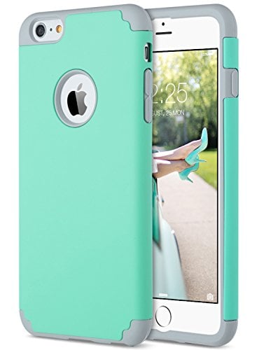 Book Cover ULAK iPhone 6 Plus Case, iPhone 6S Plus Case, Slim Dual Layer Soft Silicone Hard Back Cover Anti Scratches Bumper Protective Case for Apple iPhone 6 Plus / 6S Plus 5.5 inch (Turquoise)