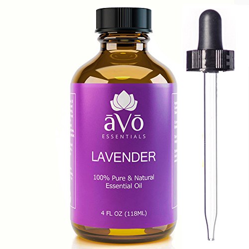 Book Cover aVo Essentials Lavender Essential Oil, Therapeutic Grade for Aromatherapy with Glass Dropper, 4 oz