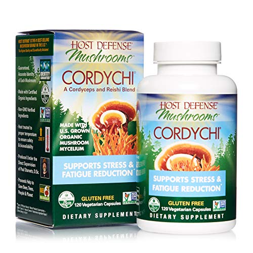 Book Cover Host Defense, CordyChi Capsules, Helps Reduce Stress and Fatigue, Mushroom Supplement with Cordyceps and Reishi, Vegan, Organic, 120 Capsules (60 Servings)