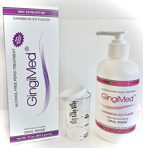 Book Cover Gingi Med Caribbean ice Flavored .63% stannous Fluoride Dental Rinse, 10 Ounce Bottle. Indicated for Patients with Tooth Decay, Sensitivity, or gingival Bleeding.