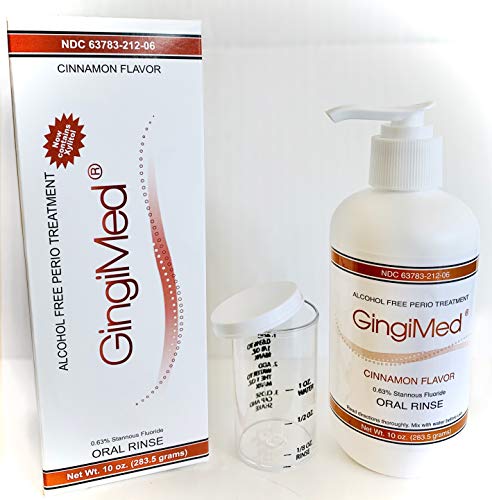 Book Cover Gingi Med Cinnamon Flavored .63% stannous Fluoride Dental Rinse, 10 Ounce Bottle. Indicated for Patients with Tooth Decay, Sensitivity, or gingival Bleeding.
