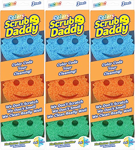 Book Cover Scrub Daddy - Original Temperature Controlled Colored Scrubber - Scratch Free & Odor Resistant - (9 Pack)
