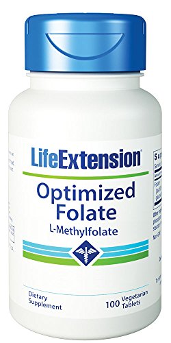 Book Cover Life Extension Optimized Folate (L-Methylfolate) 1000mcg, 100 Vegetarian Tablets