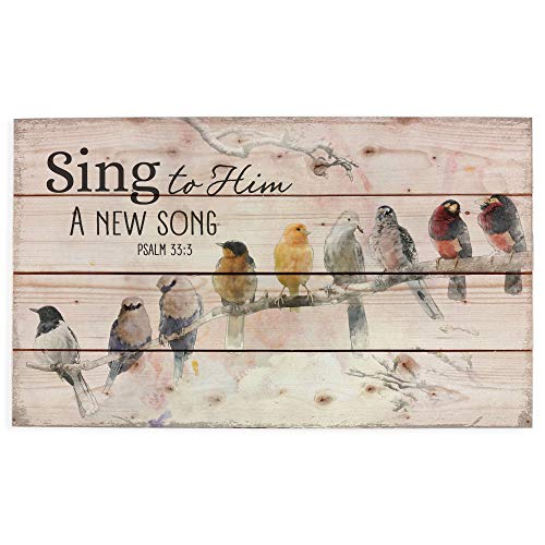 Book Cover Sing to Him a New Song Perched Birds on a Limb 24 x 14 Wood Pallet Design Wall Art Sign