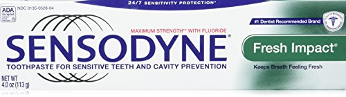 Book Cover Sensodyne Fresh Impact Toothpaste for Sensitive Teeth and Cavity Protection with Fluoride, Maximum Strength, 4 oz Tubes (Pack of 2)