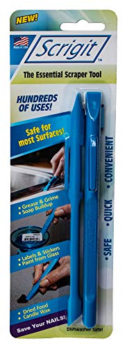 Book Cover Scrigit Scraper Scratch Free Plastic Scraper Tool, Perfect for Reaching Tight Spaces and Crevices, Easily Remove Food, Labels, Paint, Grease and More- 2pk