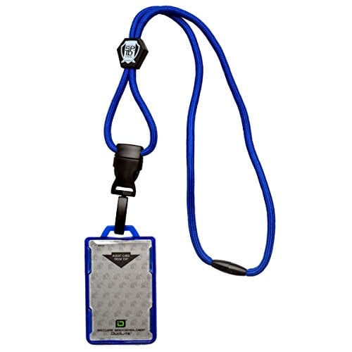 Book Cover Specialist ID Heavy Duty Lanyard and Identity Stronghold 2-Card RFID Blocking Badge Holder - 2 Sided / Blocks 13.56MHz Signal (Royal Blue)
