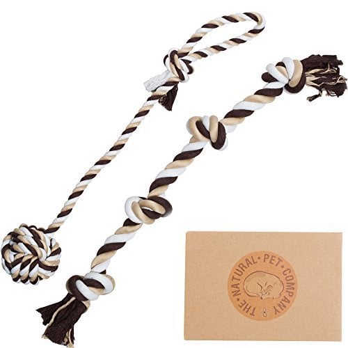 Book Cover The Natural Pet Company Two Fantastic Quality Dog Toys in Beautiful Gift Box (Tug-of-War Dog Rope Toy Double Pack) (for Interactive Play with Your Dog)