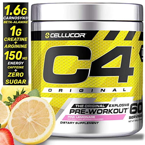 Book Cover Cellucor C4 Original Pre Workout Powder Energy Drink Supplement For Men & Women with Creatine, Caffeine, Nitric Oxide Booster, Citrulline & Beta Alanine, Pink Lemonade, 60 Servings