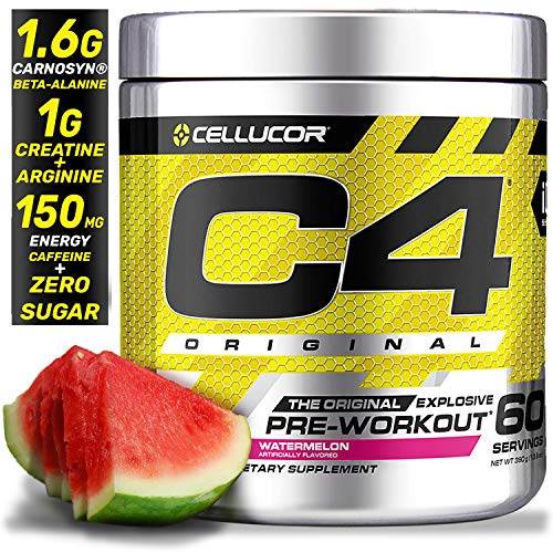 Book Cover Cellucor C4 Original Pre Workout Powder Energy Drink Supplement For Men & Women with Creatine, Caffeine, Nitric Oxide Booster, Citrulline & Beta Alanine, Watermelon, 60 Servings
