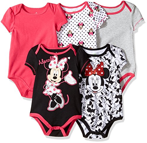 Book Cover Disney Baby Girls Girl Minnie 5 Pack Bodysuit, Black, 6-9 Months