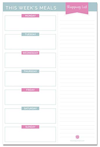Book Cover bloom daily planners Weekly Meal Planning Pad - Magnetic Hanging Refrigerator Menu Planner with Tear-Off Sheets & Perforated Grocery Shopping Lists - 6â€ x 9â€ (Pink & Teal)