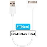 Book Cover [Apple MFi Certified] HomeSpot 30 Pin compatible USB Cable, compatible with iPhone 4, iPhone 4S, iPad 1/2/3, iPod touch, iPod nano, (20 centimeters, White)