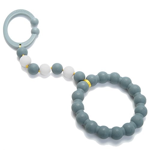 Book Cover Chewbeads - Gramercy Baby Teething Toy - Clip on Teether, Stroller & Carseat Toy - Baby Links & Teething Ring for Infants & Toddlers - Medical Grade Silicone, BPA & Phthalate Free - Grey