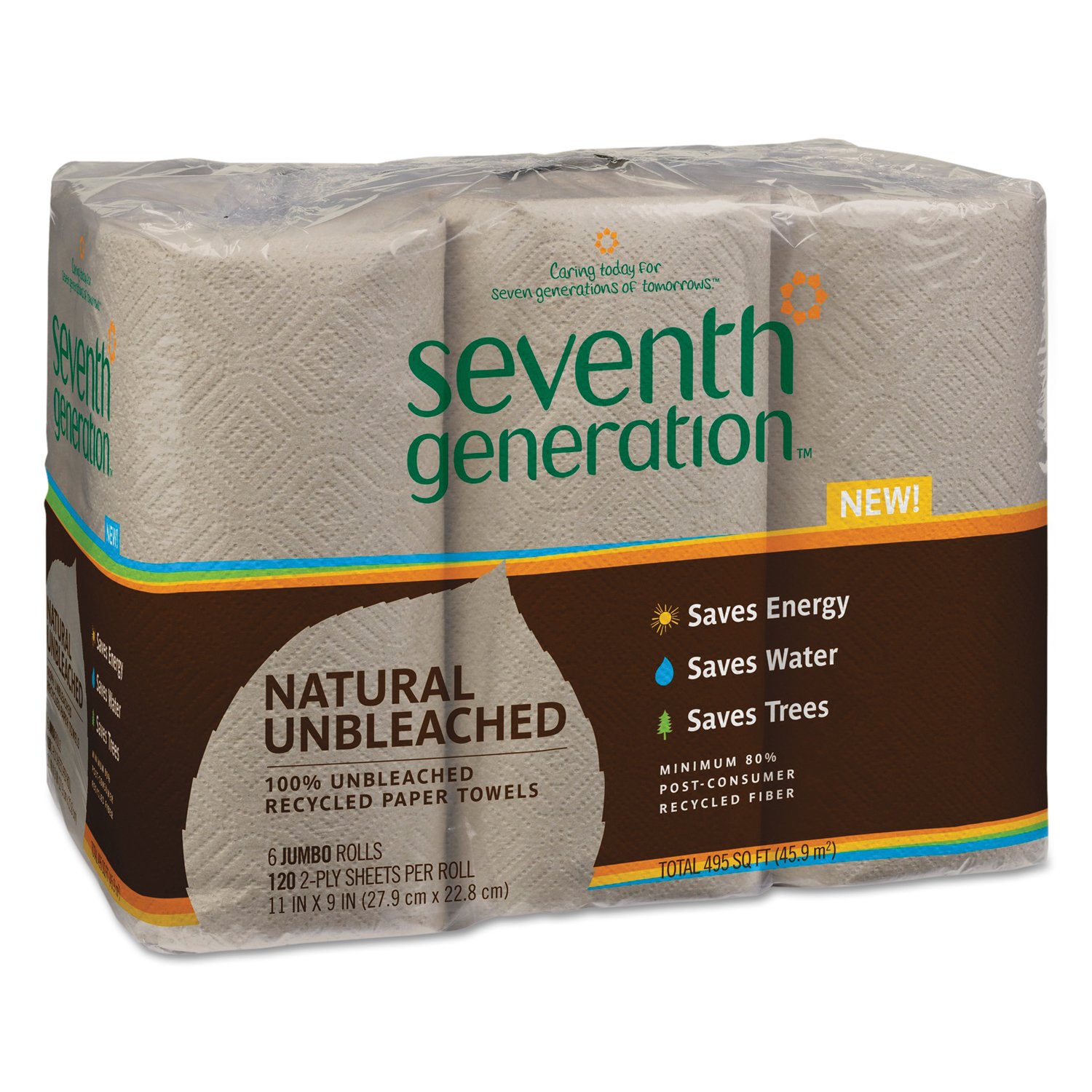 Book Cover Seventh Generation 13737 Natural Unbleached 100% Recycled Paper Towel Rolls, 11
