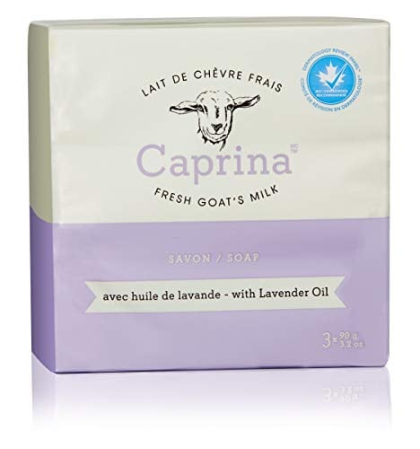 Book Cover Caprina By Canus Fresh Goat's Milk Soap, Lavender 9.6 Oz (3 Bars) - 1 Pack by Caprina
