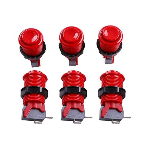 Book Cover Reyann 6x Happ Type Standard Arcade Push Button - Red - With Microswitch