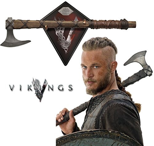 Book Cover Collectible Vikings Battle Axe of Ragnar Lothbrok - TV Series - Limited Edition w/ Certificate of Authenticity, Leather wrapped handle & Color box sleeve