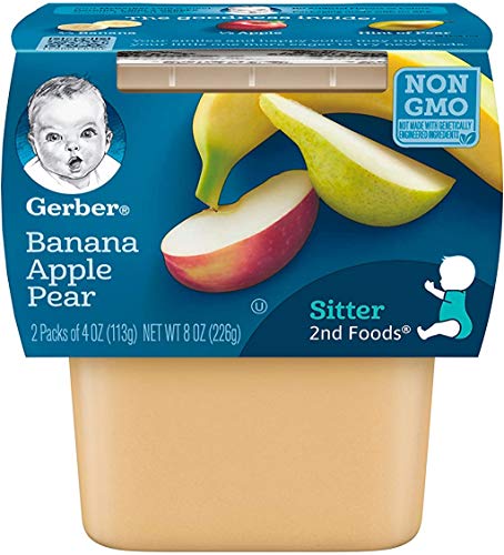 Book Cover Gerber 2nd Foods Bananas with Apples & Pears, 4 Ounce Tubs, 2 Count (Pack of 8)