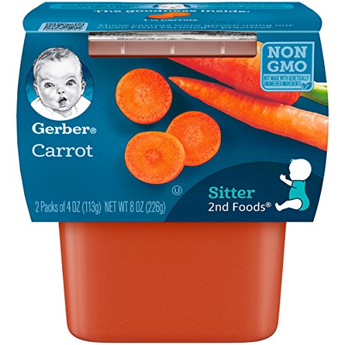 Book Cover Gerber 2nd Foods Carrot Pureed Baby Food, 4 Ounce Tubs, 2 Count (Pack of 8)