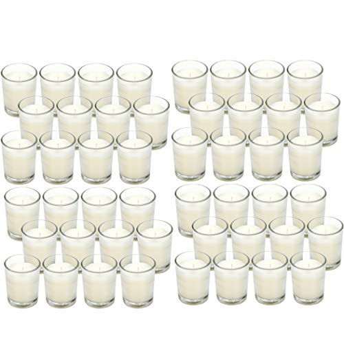 Book Cover Hosley 48 Pack Ivory Unscented Clear Glass Filled Votive Candles. Hand Poured Wax Candle Ideal Gifts for Aromatherapy Spa Weddings Birthdays Holidays Party (Warm White)