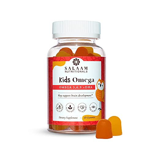 Book Cover Salaam Nutritionals - Kids Vitamins, Omega 3 + Dha for Kids, Supports Brain and Immune Function, Gummies Vitamins for Kids, 60 Counts, 1 Pack