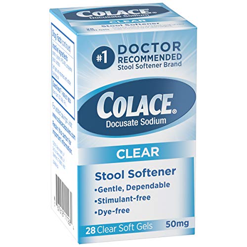 Book Cover Colace Clear Stool Softener 50mg Soft Gels 28 Count Docusate Sodium Stool Softener for Gentle Dependable Relief Doctor Recommended