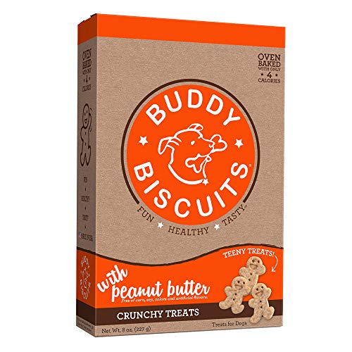 Book Cover Buddy Biscuits Dog Treats, Oven Baked in USA, Teeny Size for Small Dogs or Large Dog Training, Peanut Butter 8 oz Package may vary (Pack of 1)