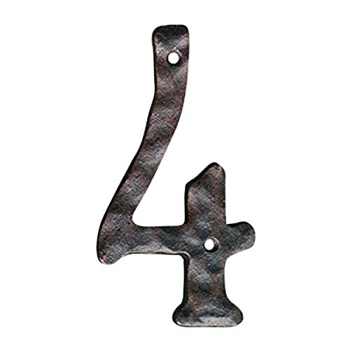 Book Cover NACH, JS-RUSTICNUMBER Rustic Hammered Solid Cast Iron House Numbers, #4, Black, 5.5 Inches