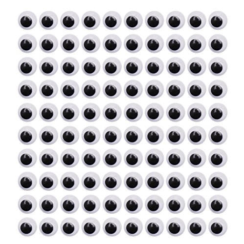 Book Cover DECORA 1000 Pieces 10mm Round Wiggle Googly Toy Eyes with Self-adhesive for Crafts and Scrapbooking