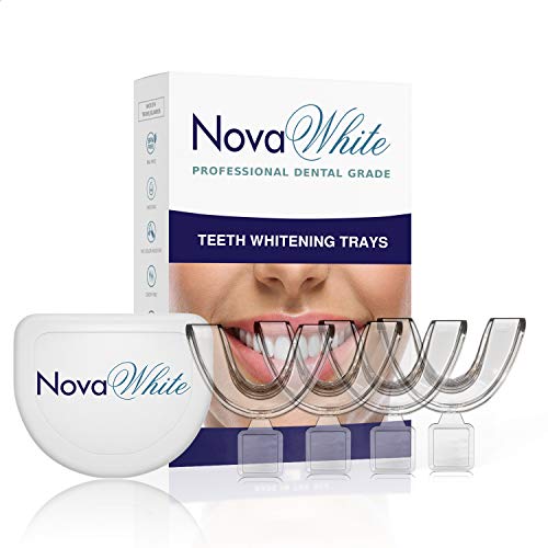Book Cover NovaWhite Teeth Whitening Trays - Moldable, Trimmable, Custom Fit, Comfortable, BPA FREE, Latex Free, Dental Grade Guard - (4) Mouth Trays, Hygienic Case â€“ Easy to Mold, Mouth Tray for Tooth Whitening