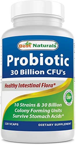 Book Cover Best Naturals Probiotic 10 Strains & 30 Billion CFU Intestinal Flora, 120 Veggie Capsules - Shelf Stable probiotic (4146365)