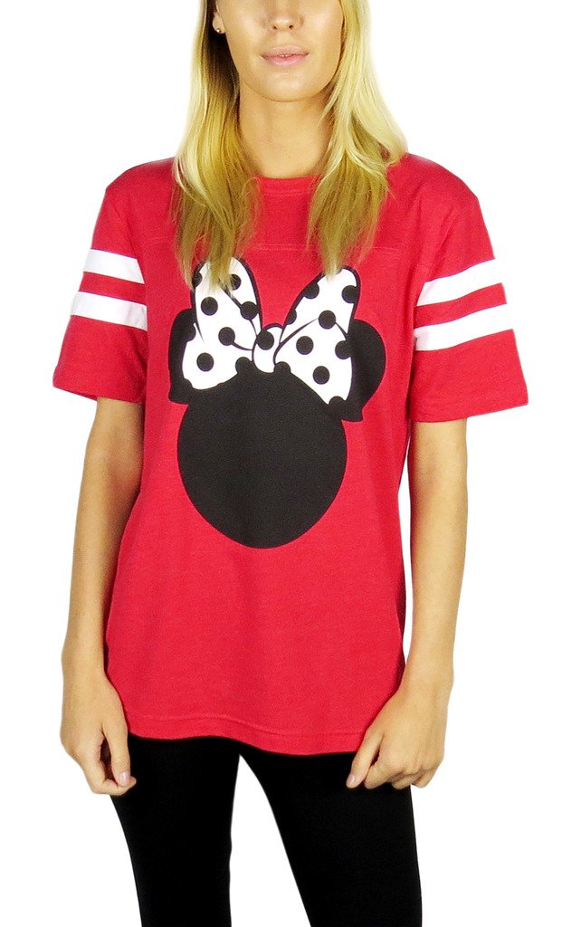 Book Cover Disney Womens Minnie Mouse Varsity Football Tee Red Heather Small Red