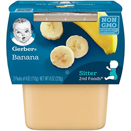 Book Cover Gerber 2nd Foods Bananas, 4 Ounce Tubs, 2 Count (Pack of 8)