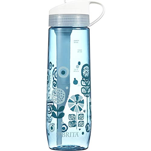 Book Cover Brita 23.7 Ounce Hard Sided Water Bottle with 1 Filter, BPA Free, Printed Blue