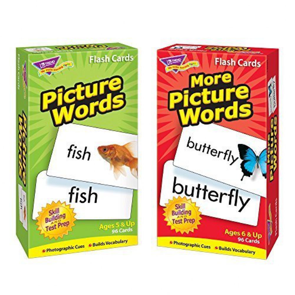 Book Cover Picture Words & More Picture Words Skill Drill Flash Cards -- Bundle of 2 Items by Trend Enterprises