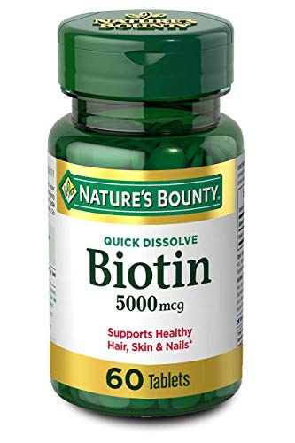 Book Cover Nature's Bounty Biotin, Vitamin Supplement, Supports Metabolism for Cellular Energy and Healthy Hair, Skin, and Nails, 5000 mcg, 60 Quick Dissolve