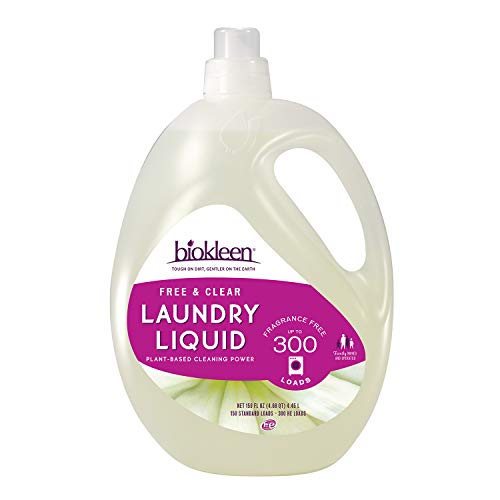 Book Cover Biokleen Laundry Detergent Liquid, Concentrated, Eco-Friendly, Non-Toxic, Plant-Based, No Artificial Fragrance or Preservatives, Free & Clear, Unscented, 150 Ounces - 300 HE Loads/150 Standard Loads