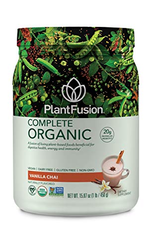Book Cover PlantFusion Complete Organic Plant Based Protein & Fermented Foods Powder, USDA Organic, Vegan, Gluten Free, Packing May Vary, Vanilla, 1 LB