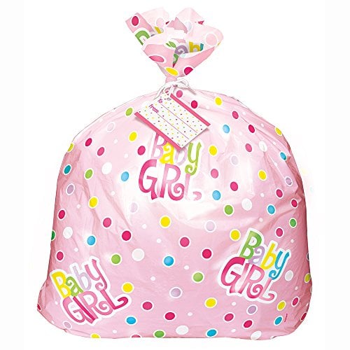 Book Cover Jumbo Plastic Pink Polka Dot Girl Baby Shower Gift Bag