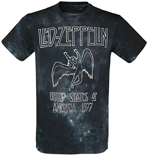 Book Cover Liquid Blue Men's Led Zeppelin USA Tour '77 T-Shirt