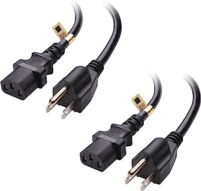 Book Cover Cable Matters 2-Pack UL Listed 13 Amps 3 Prong Power Cord 3 ft, 16 AWG C13 Power Supply Cable / IEC Power Cable, TV Power Cord, Computer Power Cord (NEMA 5-15P to IEC C13)